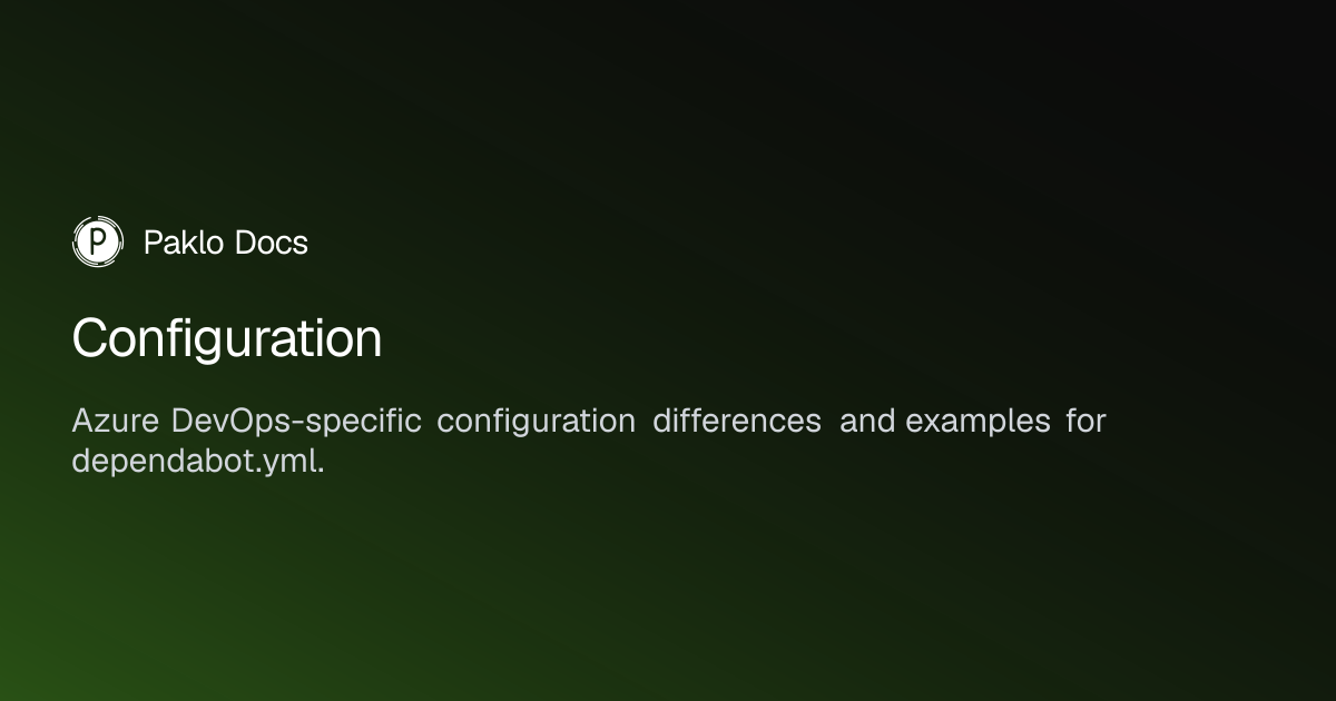 Configuration | Paklo Docs